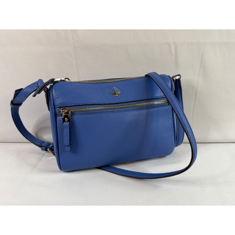 Kate Spade New York Blue Pebbled Leather Crossbody Bag Gold Hardware WKRU5960